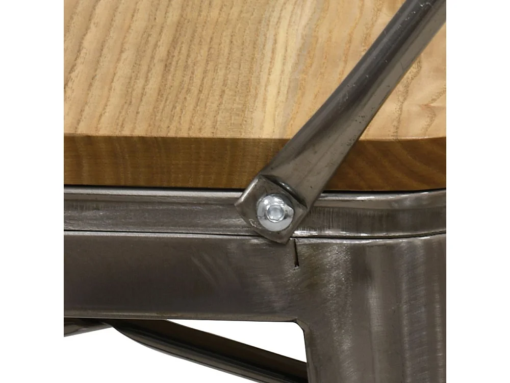 Tabouret de bar en métal laqué et bois d'orme huilé (Lot de 4)