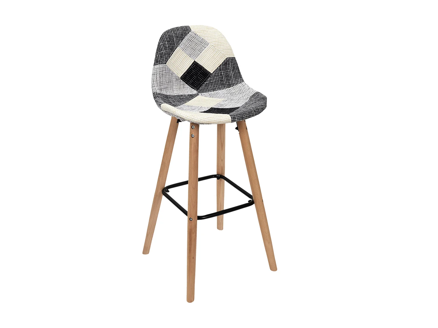 Lot De 2 Tabourets De Bar Patchwork Gris Gris, Multicolore