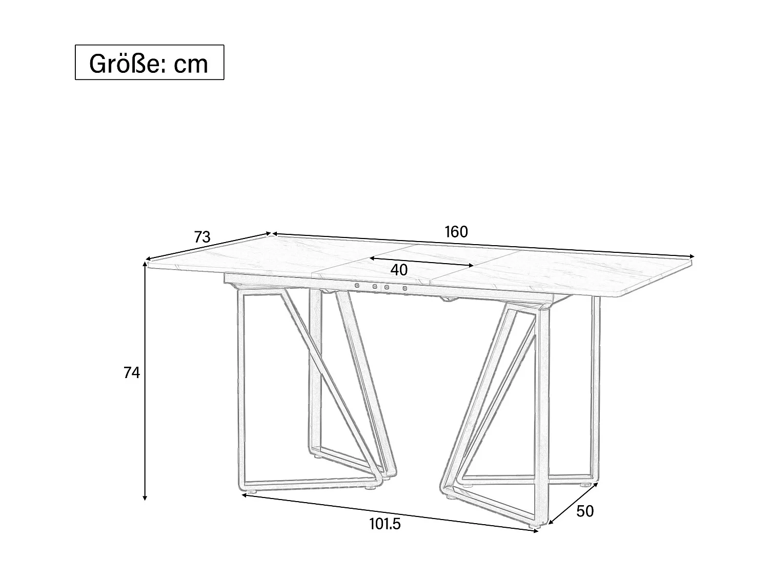 URBAN MEUBLE Table à manger extensible moderne effet marbre blanc et pieds noirs
