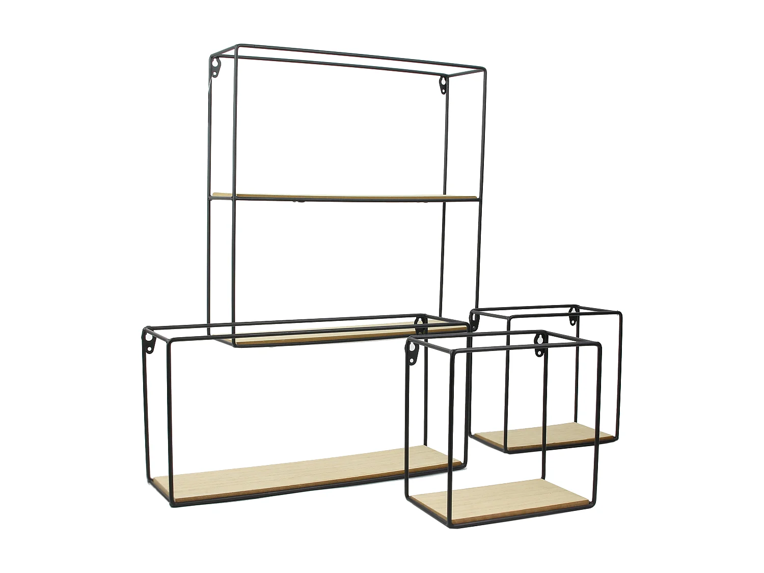 Etagere 4 Pieces Bois Metal 38x38x10cm Noir, Beige