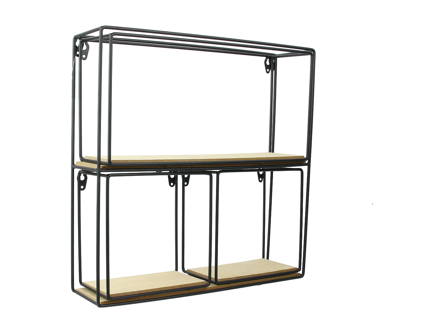 Etagere 4 Pieces Bois Metal 38x38x10cm Noir, Beige