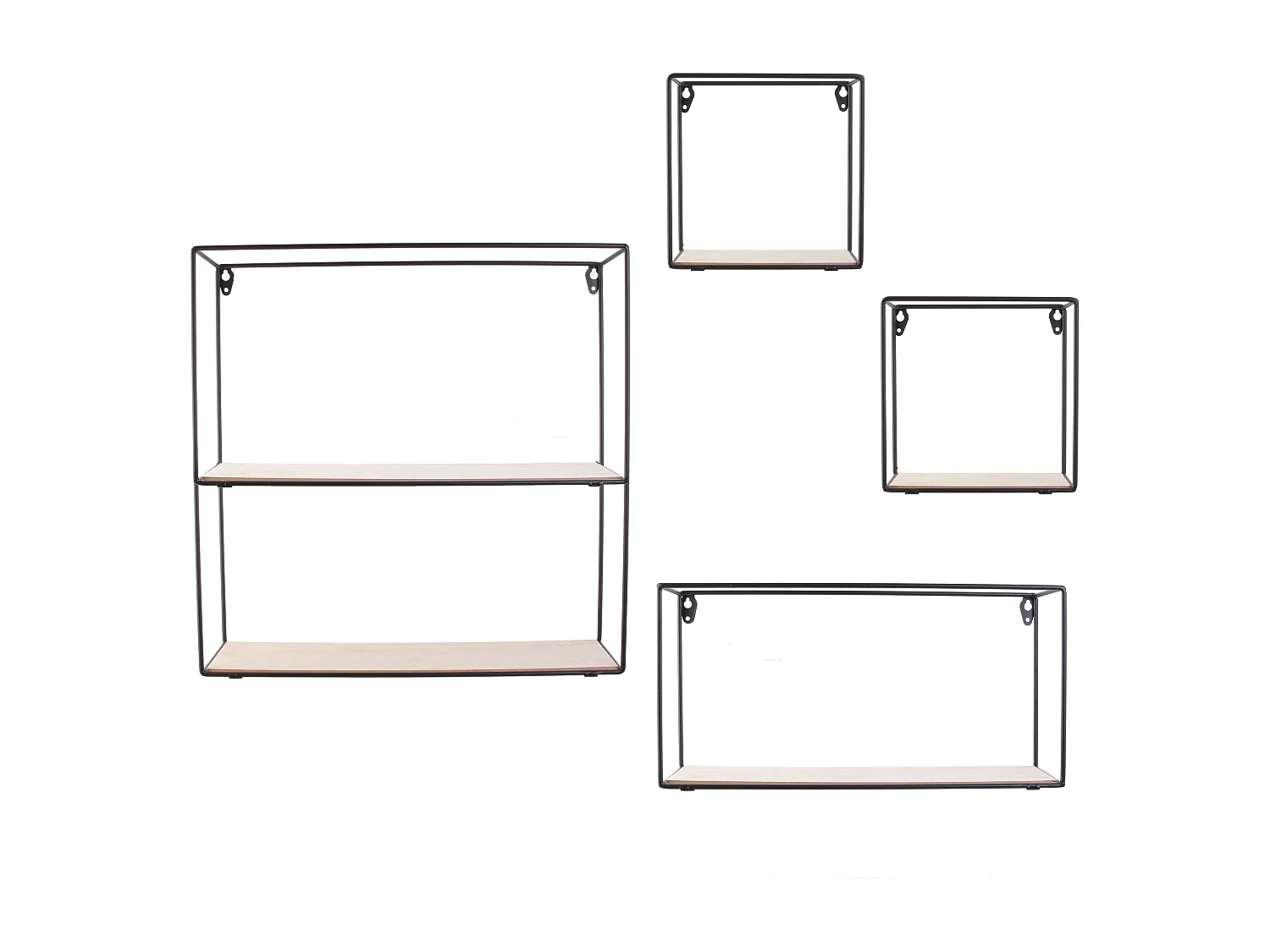 Etagere 4 Pieces Bois Metal 38x38x10cm Noir, Beige