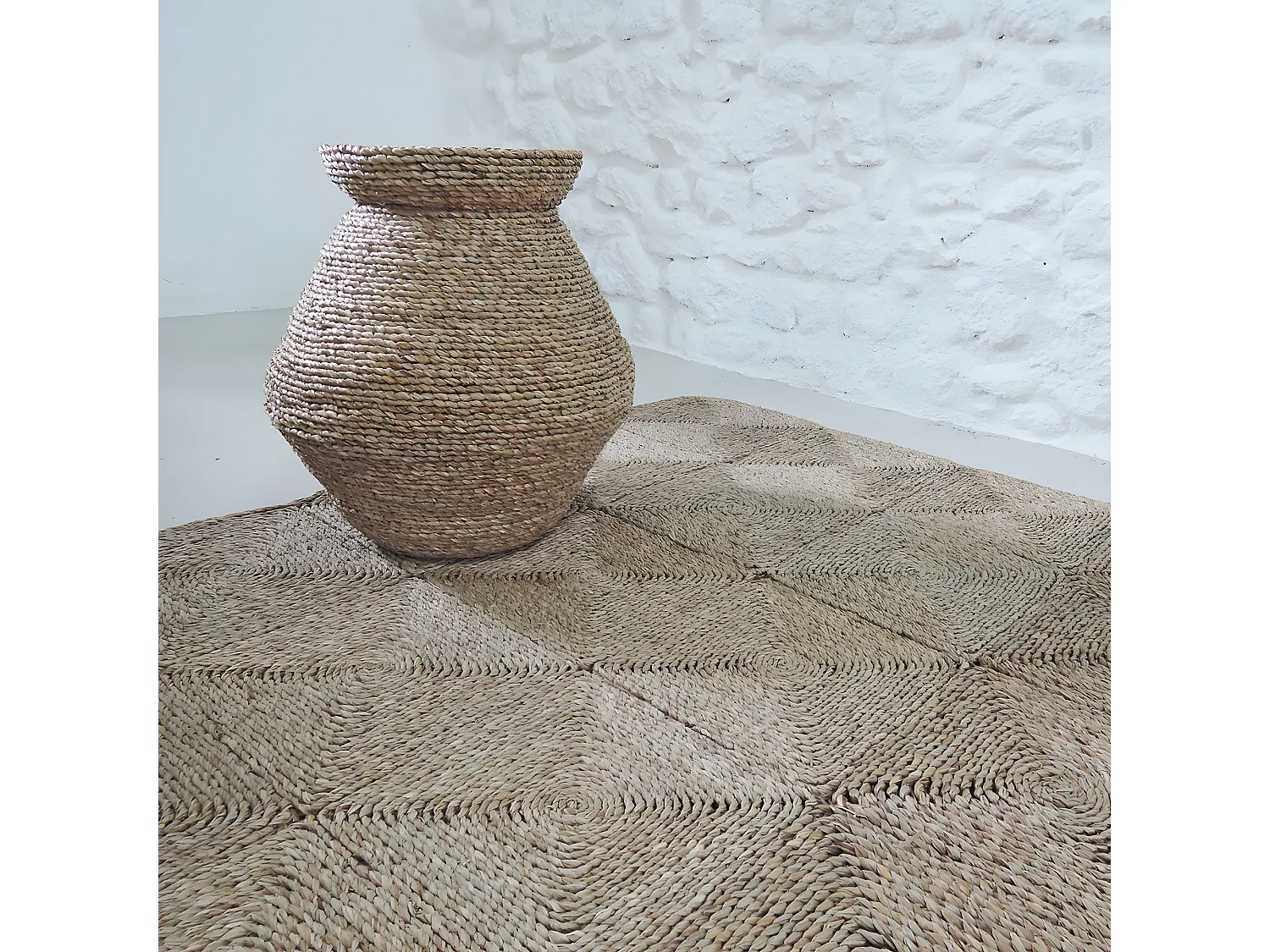 Alfombra de mendong natural marrón 150x180