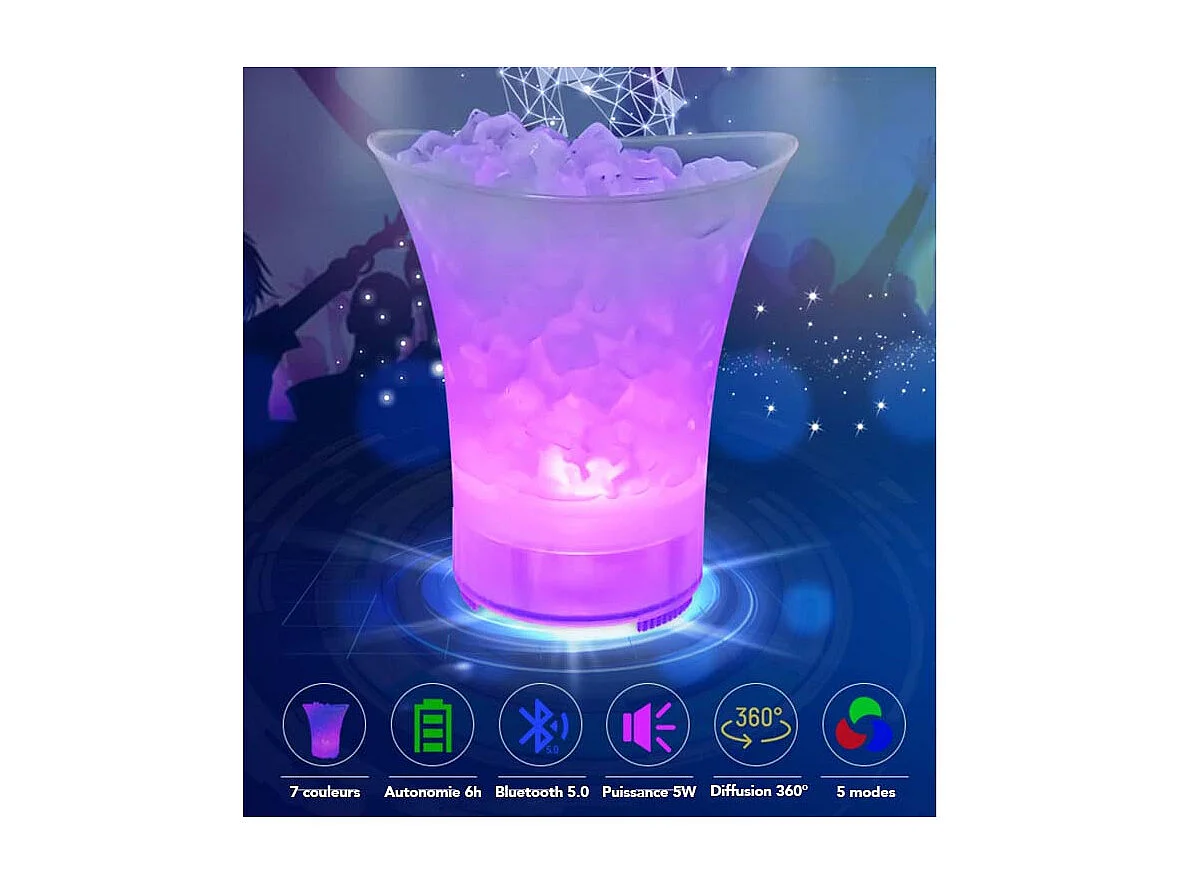 Seau à Glace "Bluetooth & LED" 5L Blanc