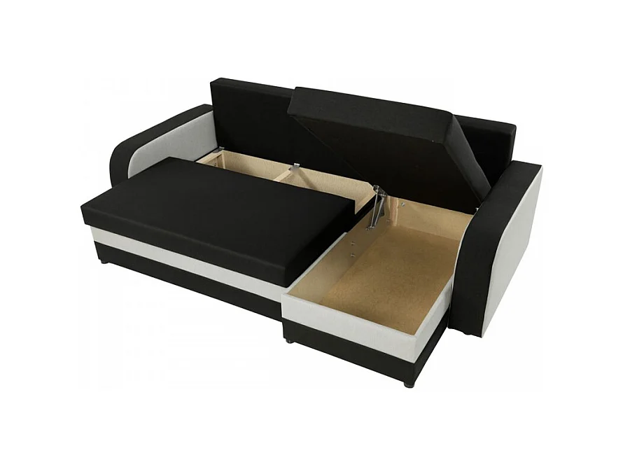 Canapé d'angle convertible KRISTO en tissu gris et noir