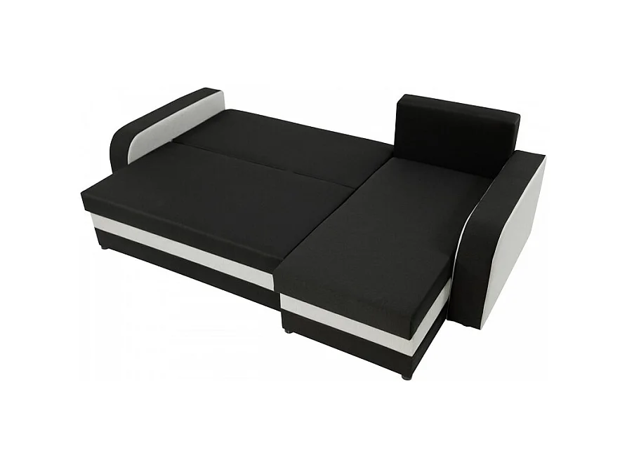 Canapé d'angle convertible KRISTO en tissu gris et noir