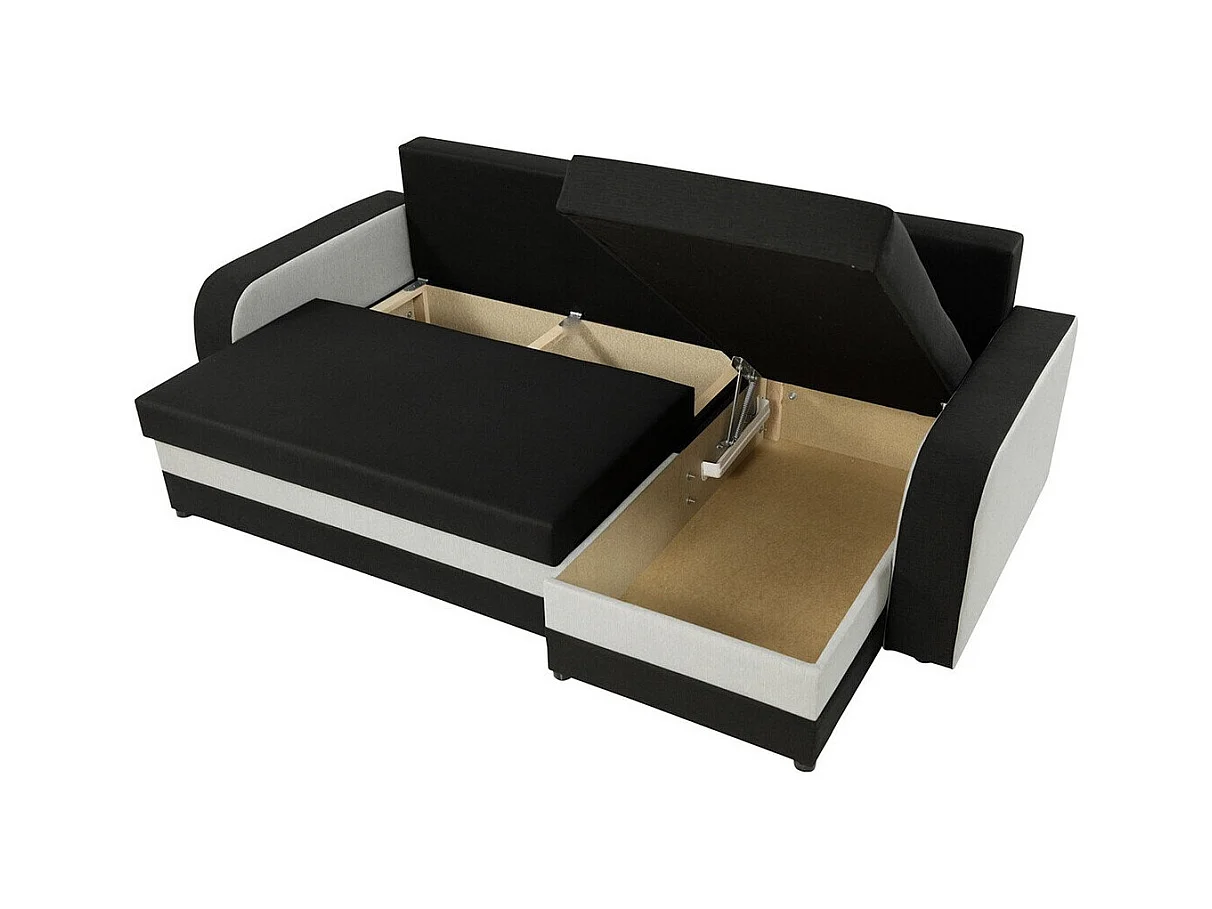 Canapé d'angle convertible KRISTO en tissu gris et noir