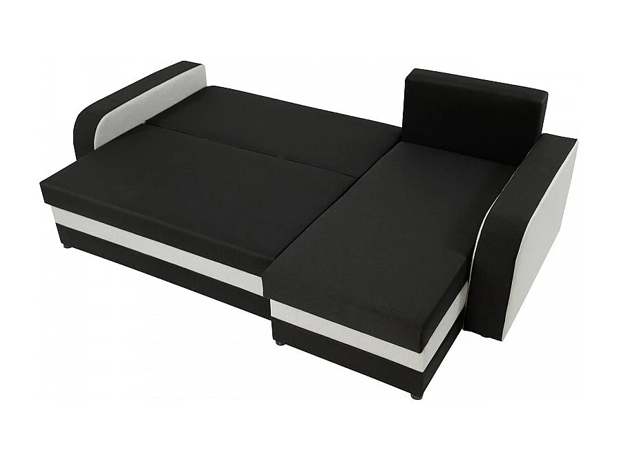 Sofá esquinero convertible KRISTO en tela gris y negra