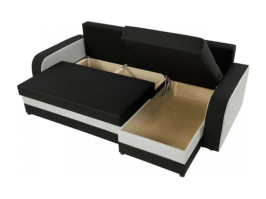 Canapé d'angle convertible KRISTO en tissu gris et noir