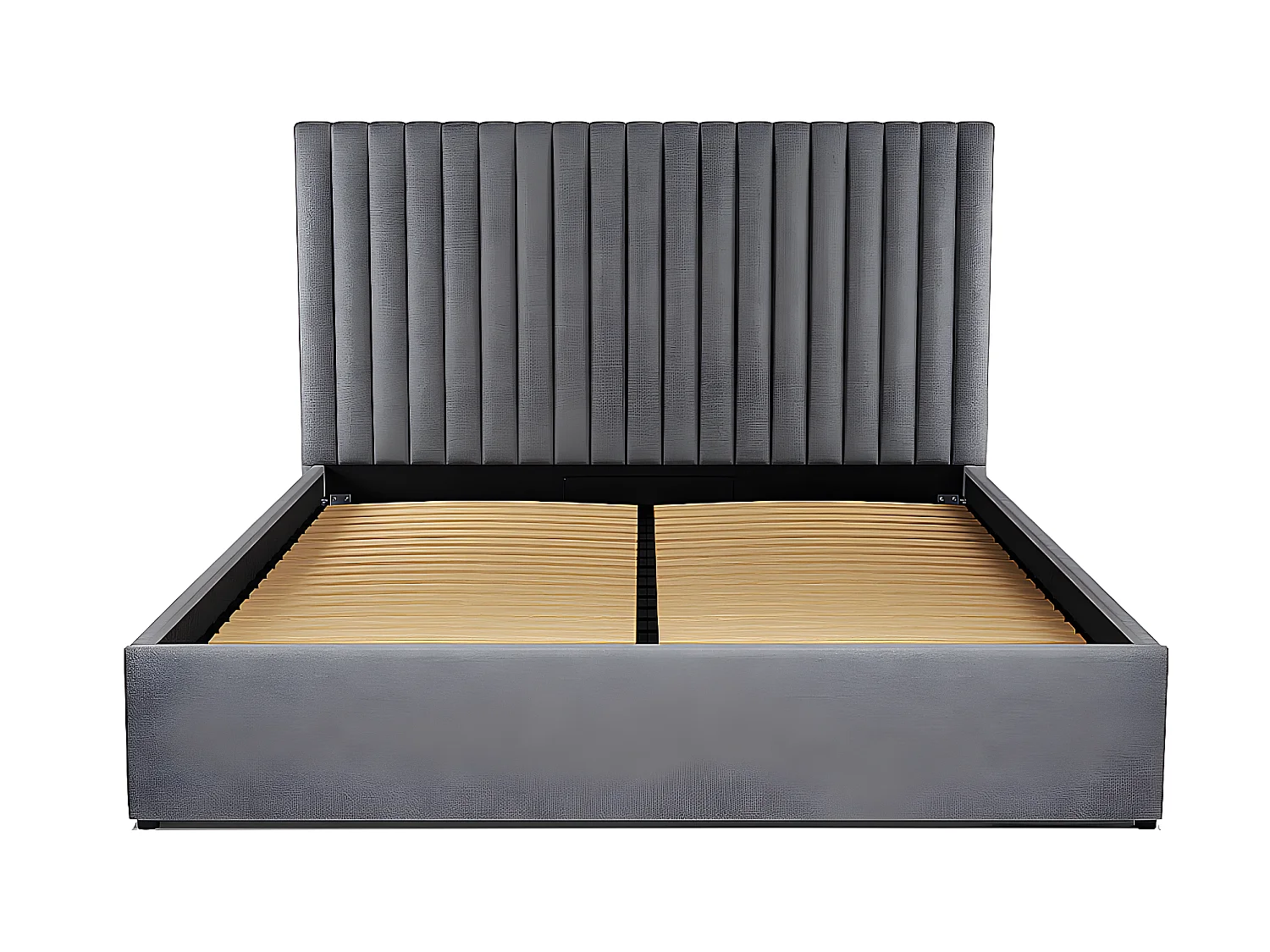 Canapé abatible 160 x 200 cm con cabecero - Tela - Gris + Colchón - SARAH