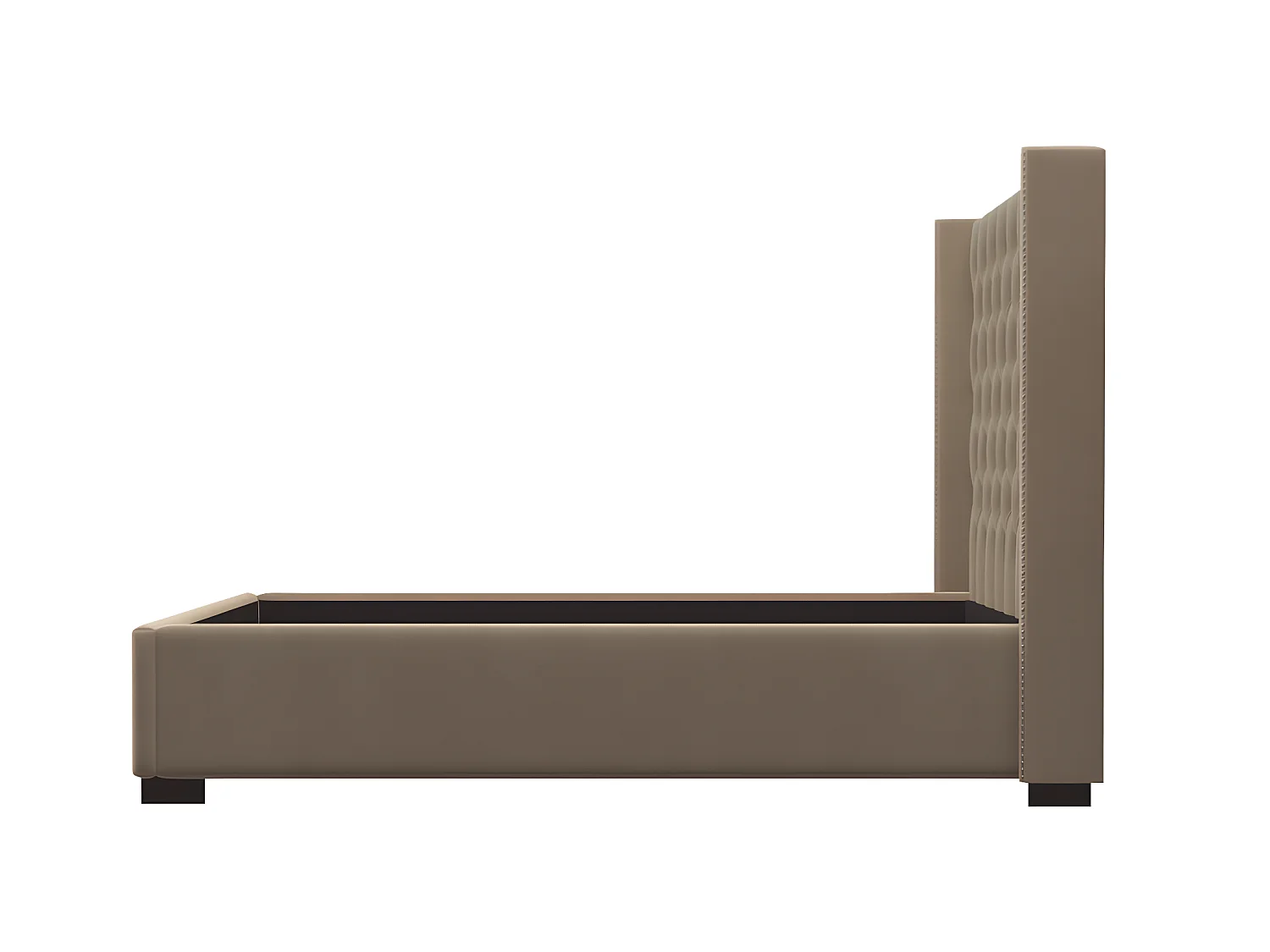 Polsterbett mit gestepptem Kopfteil + Matratze - 160 x 200 cm - Stoff - Beige - MASSIMO II