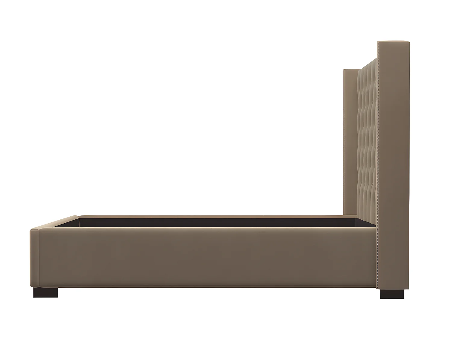 Lit 160 x 200 cm avec tête de lit capitonnée - Tissu - Beige + Matelas - MASSIMO II