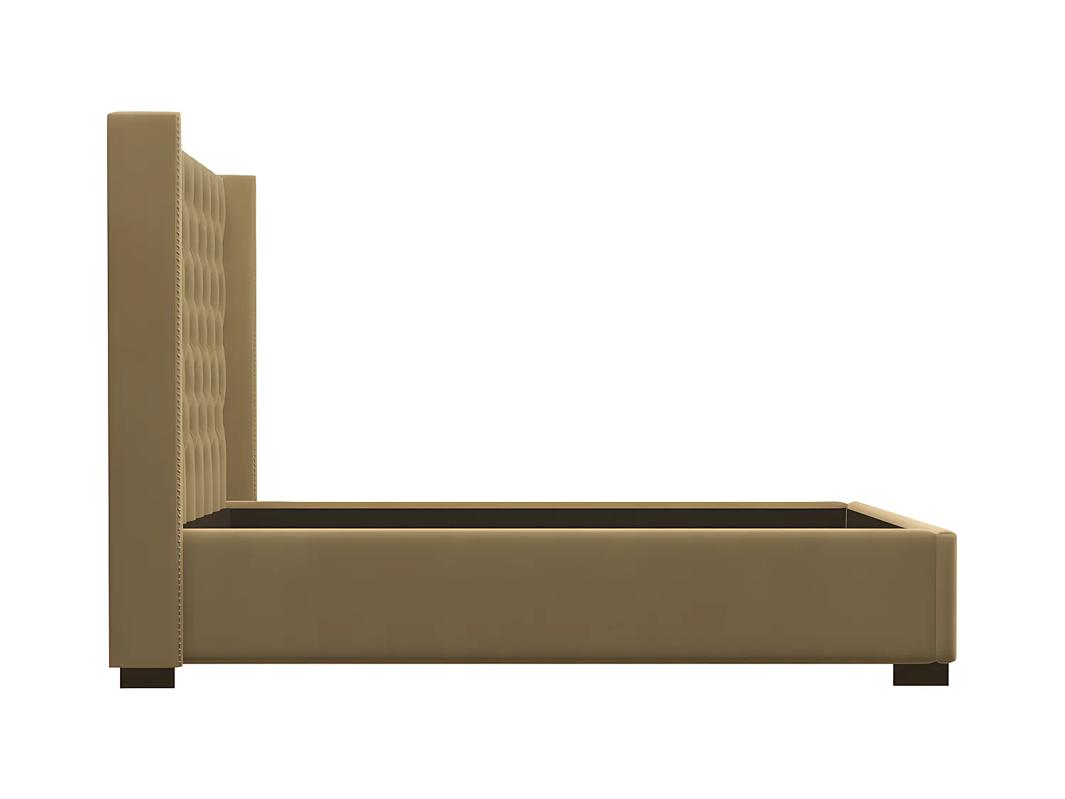 Letto con testata imbottita 180 x 200 cm Tessuto Beige + Materasso - MASSIMO II