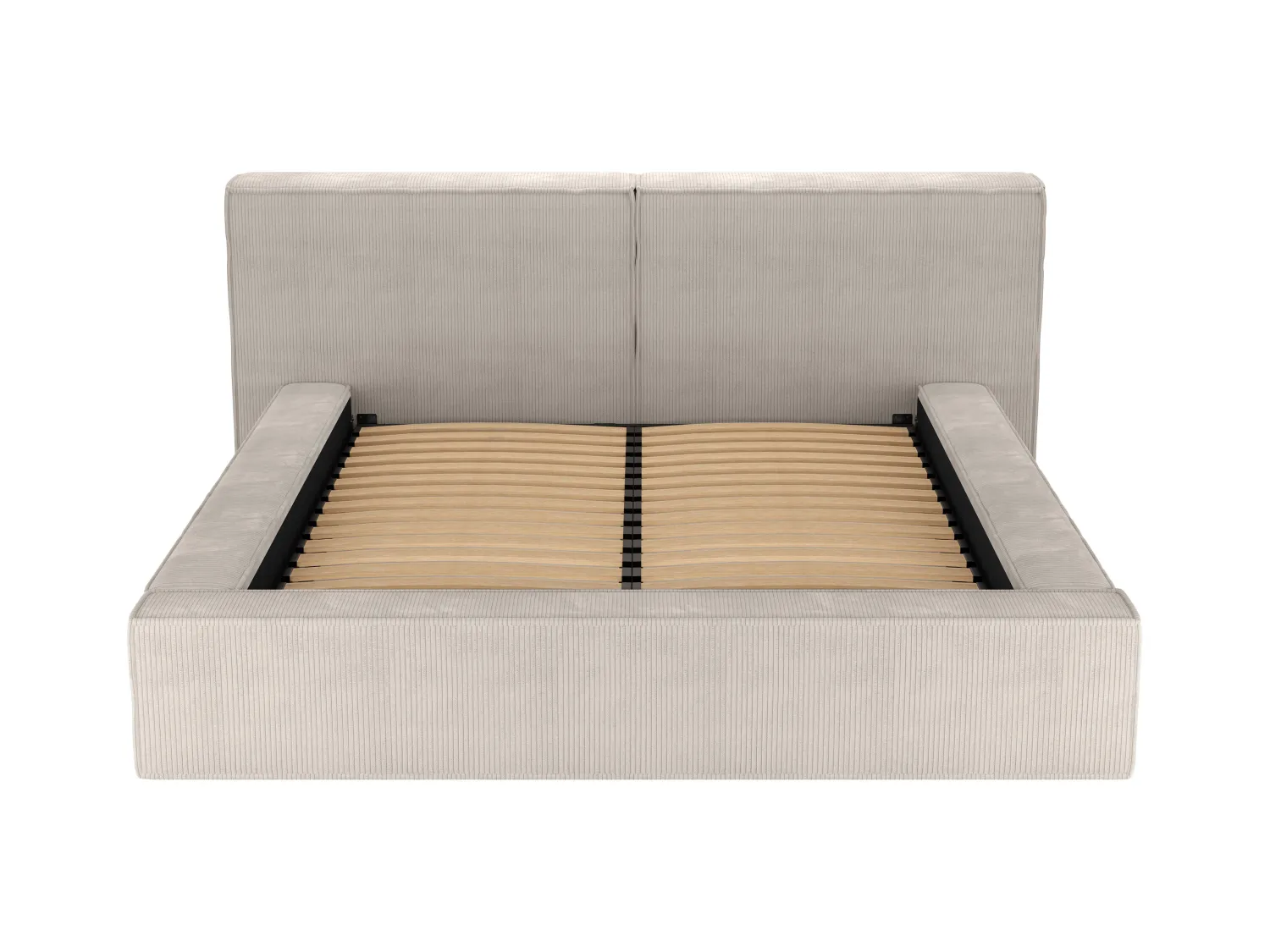Lit coffre 160 x 200 cm - Velours côtelé - Beige + Matelas - TIMANO de Pascal Morabito