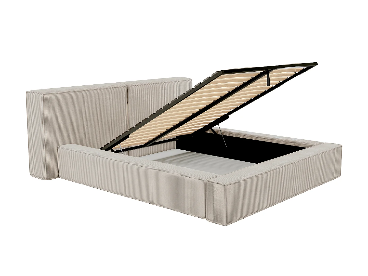 Łóżko ze skrzynią 180 × 200 cm – Sztruks – Beżowy + Materac – TIMANO marki Pascal Morabito