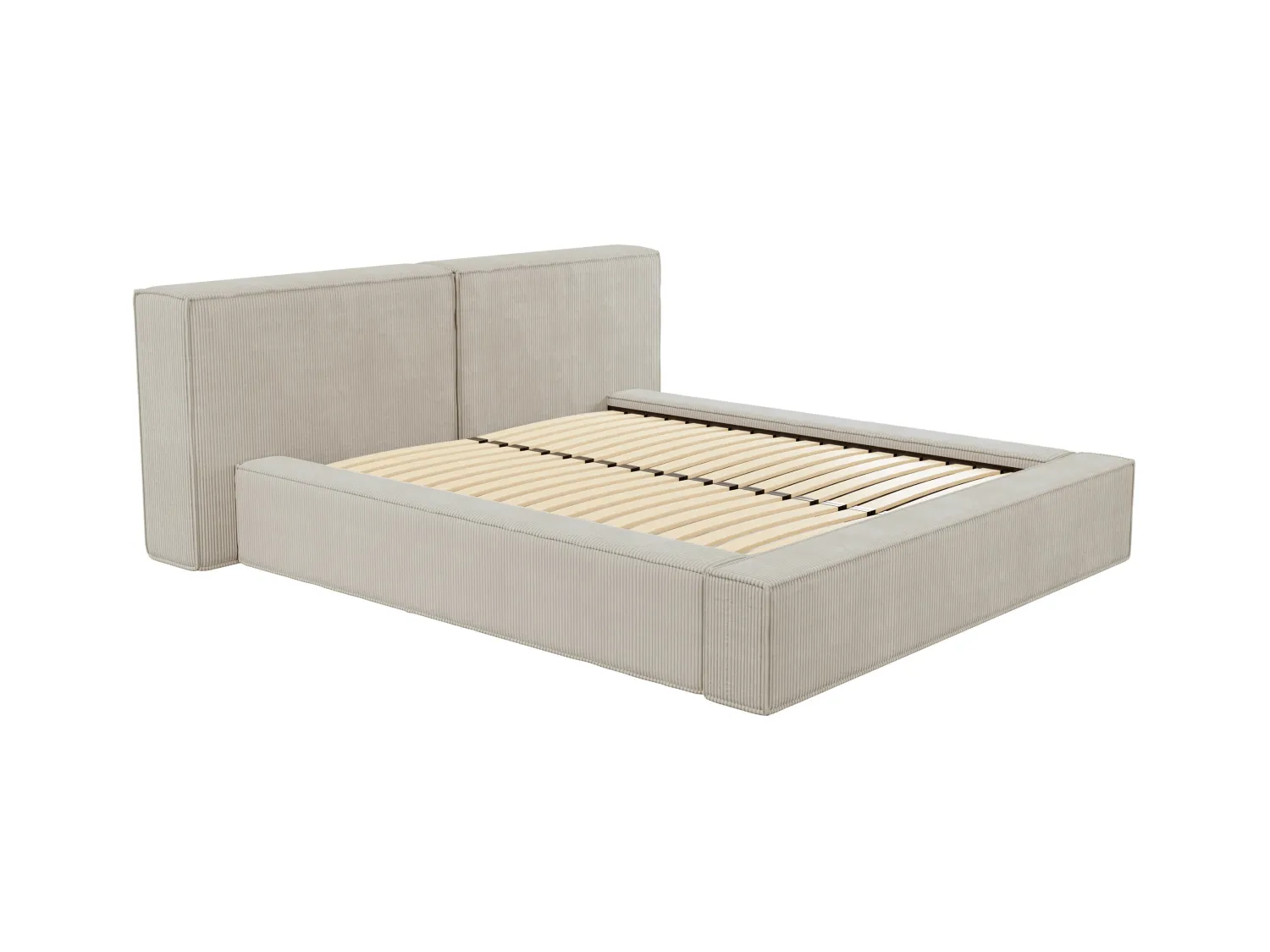 Lit coffre 180 x 200 cm - Velours côtelé - Beige + Matelas - TIMANO de Pascal Morabito