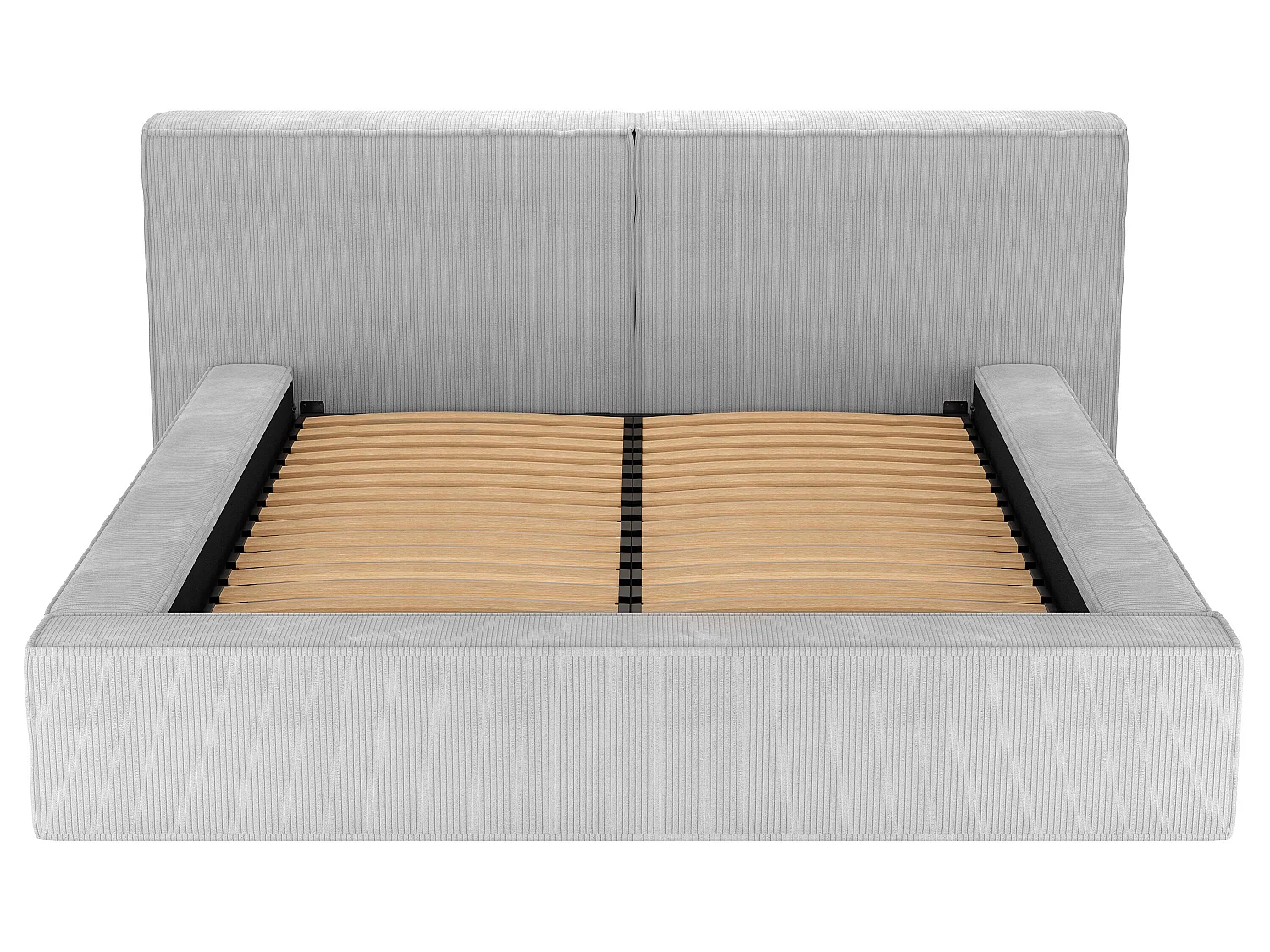 Bed met opbergruimte 160 x 200 cm - Ribfluweel - Lichtgrijs + matras - TIMANO van Pascal Morabito