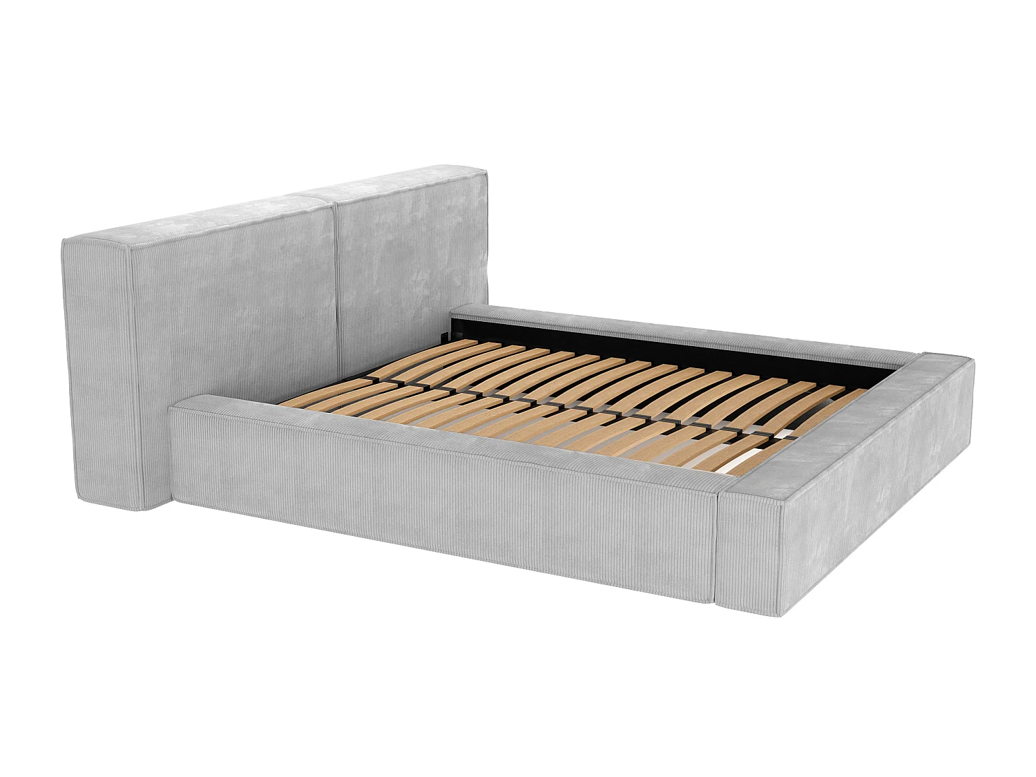 Bed met opbergruimte 160 x 200 cm - Ribfluweel - Lichtgrijs + matras - TIMANO van Pascal Morabito