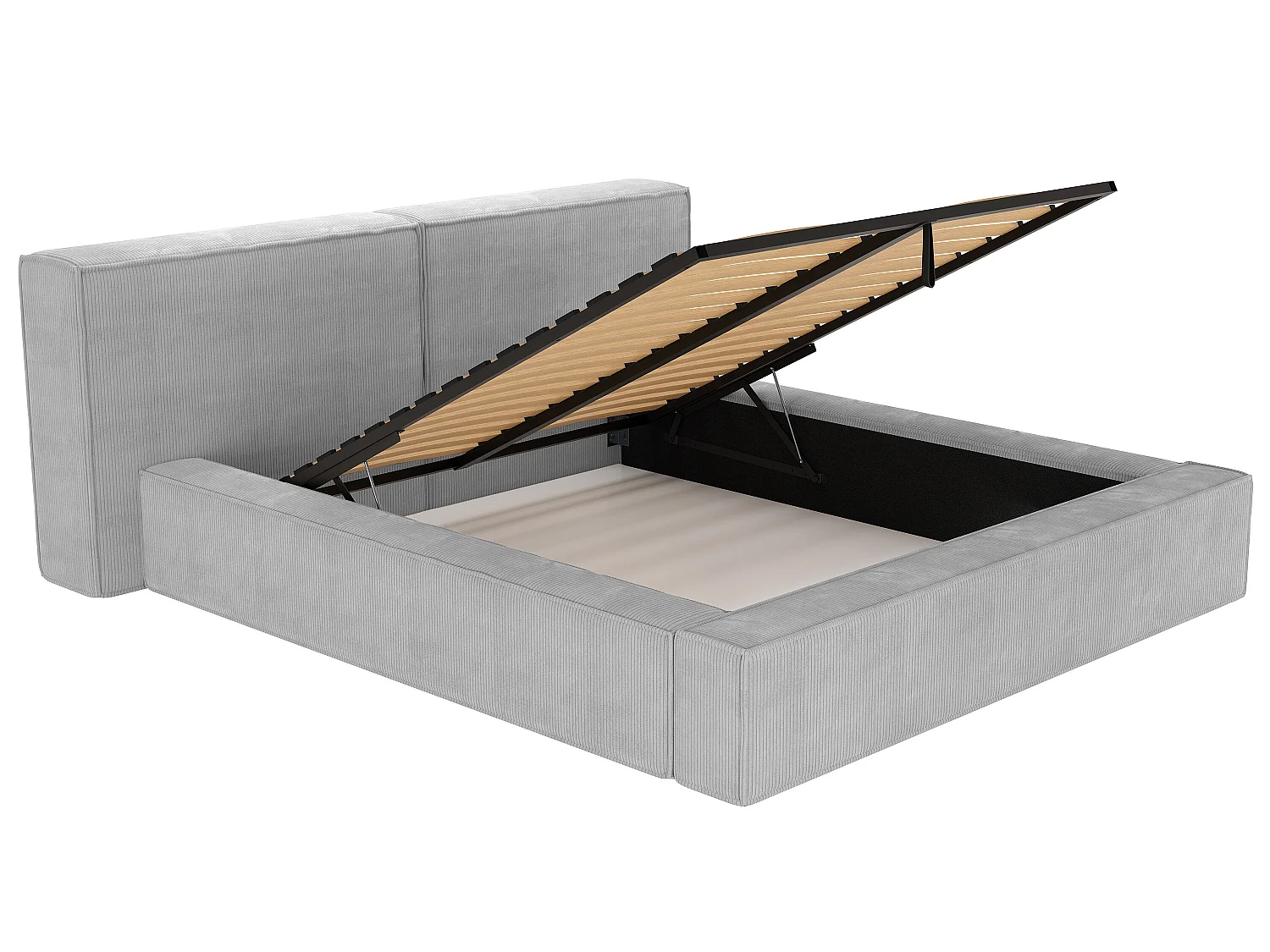 Bed met opbergruimte 160 x 200 cm - Ribfluweel - Lichtgrijs + matras - TIMANO van Pascal Morabito