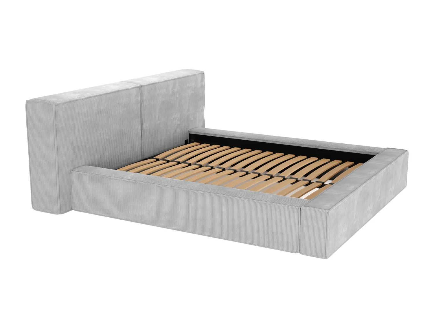 Cama com arrumação 160 x 200 cm veludo canelado cinza-claro + colchão - TIMANO de Pascal Morabito