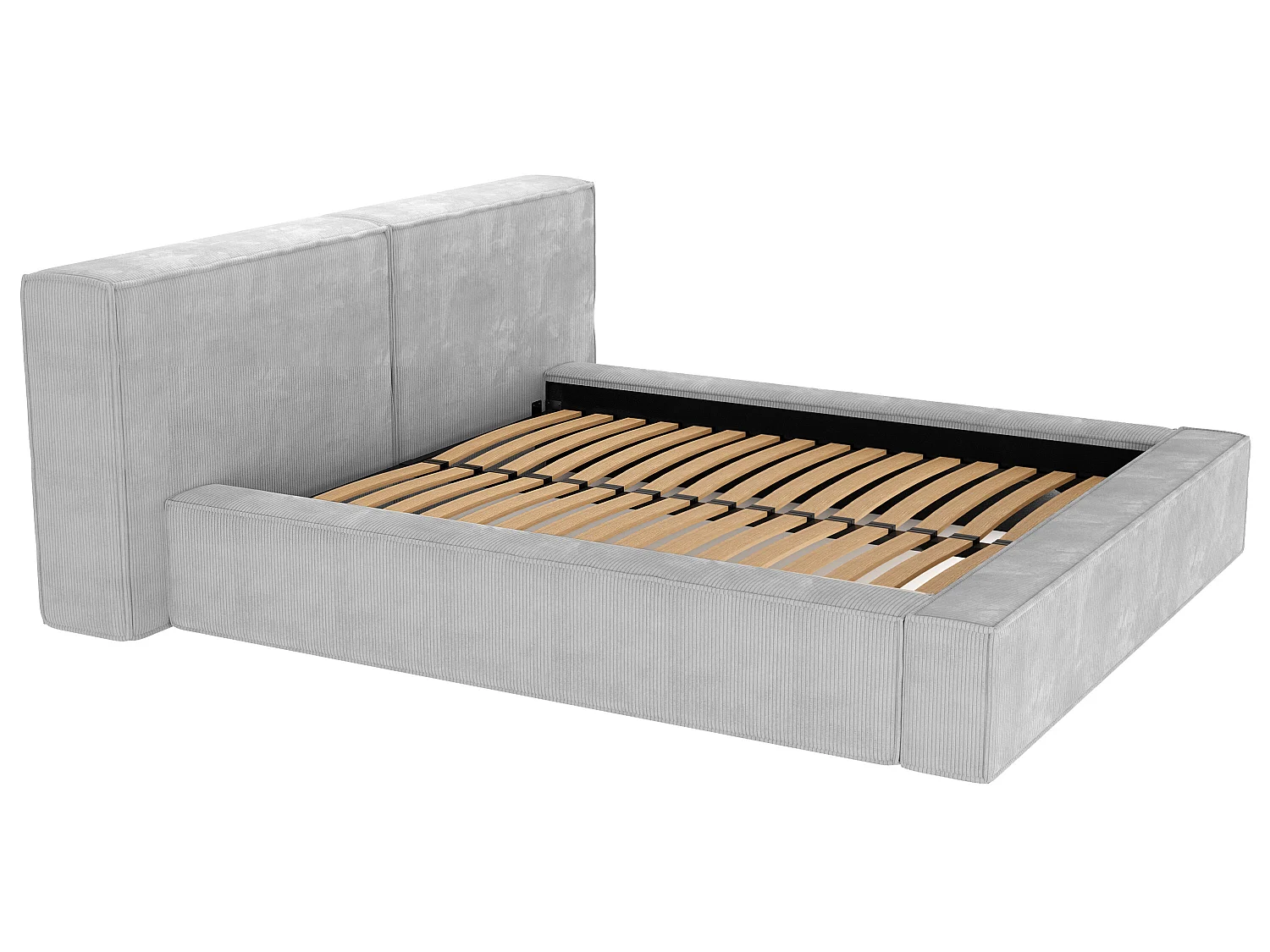 Bed met opbergruimte 180 x 200 cm - Ribfluweel - Lichtgrijs + matras - TIMANO van Pascal Morabito