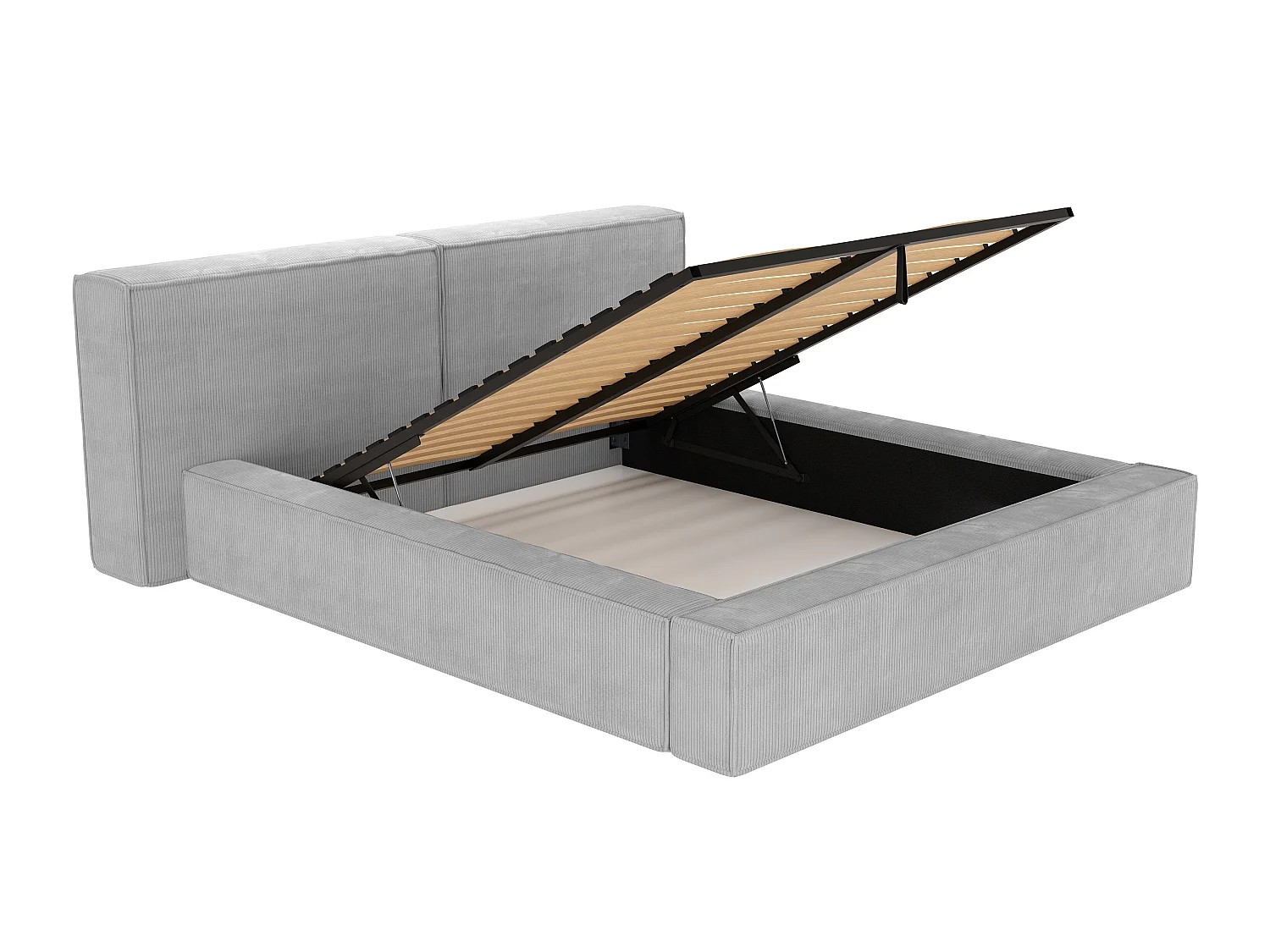 Bed met opbergruimte 180 x 200 cm - Ribfluweel - Lichtgrijs + matras - TIMANO van Pascal Morabito