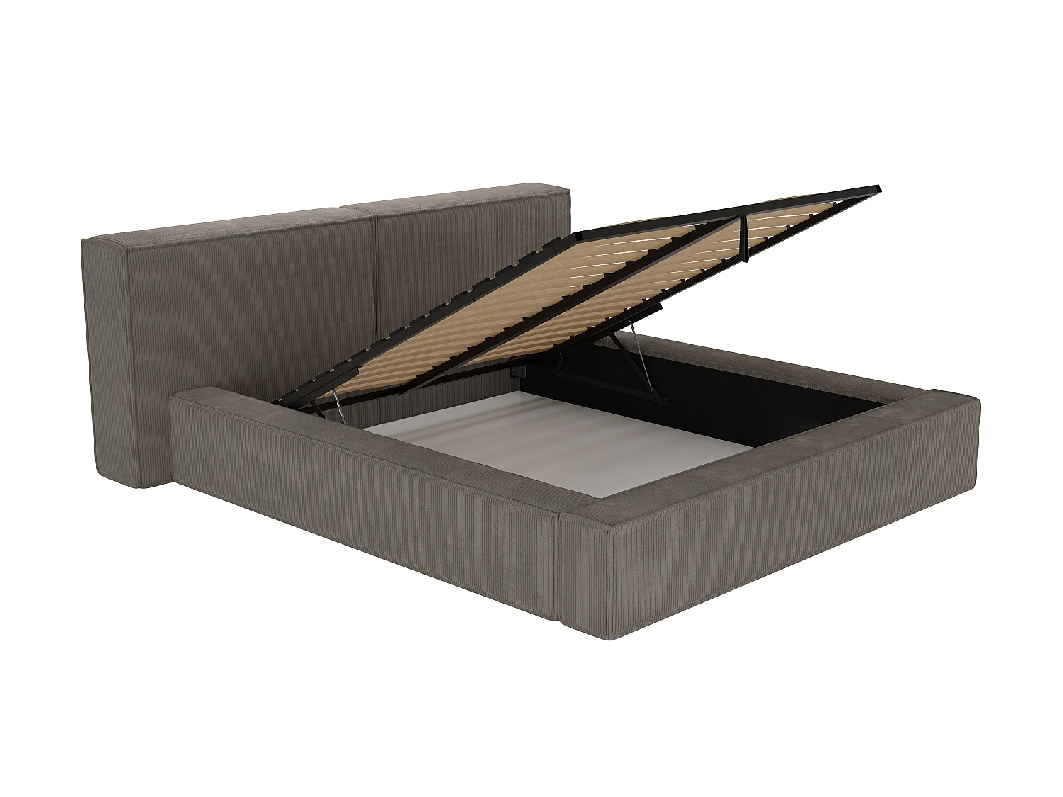 Letto contenitore 180 x 200 cm in Velluto a coste Tortora + Materasso TIMANO di Pascal Morabito