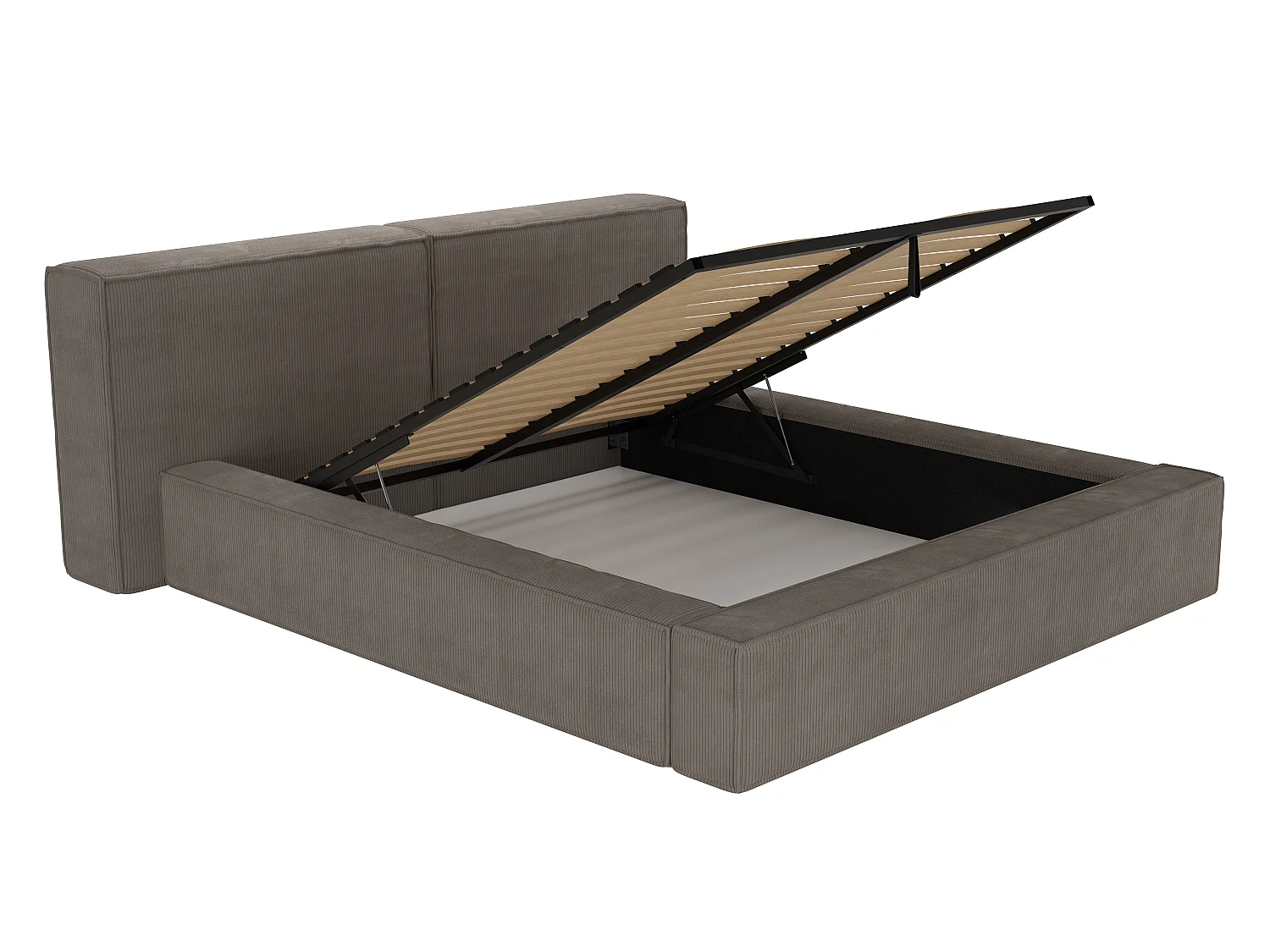 Bed met opbergruimte 180 x 200 cm - Ribfluweel - Taupegrijs + matras - TIMANO van Pascal Morabito