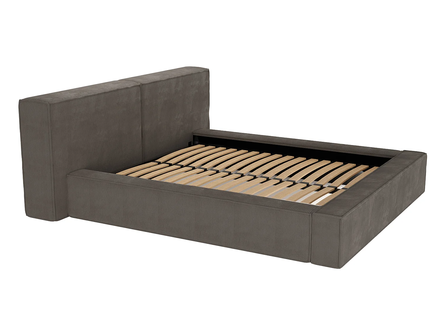 Bed met opbergruimte 180 x 200 cm - Ribfluweel - Taupegrijs + matras - TIMANO van Pascal Morabito