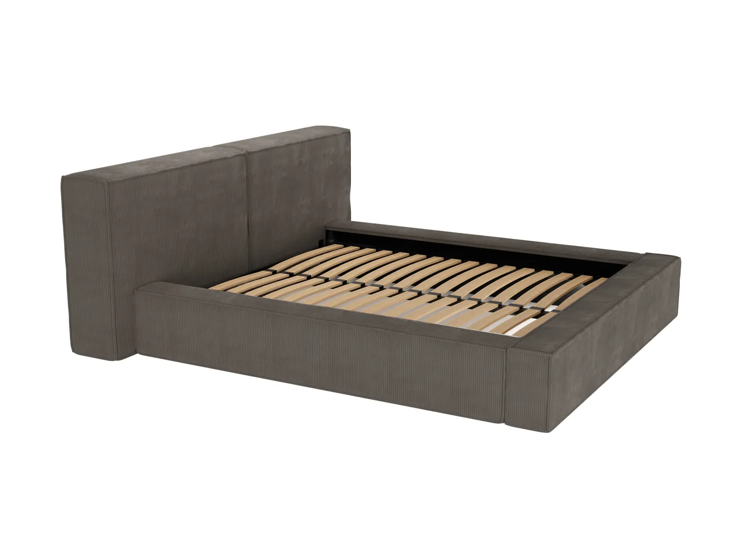 Letto contenitore 160 x 200 cm in Velluto a coste Tortora + Materasso TIMANO di Pascal Morabito