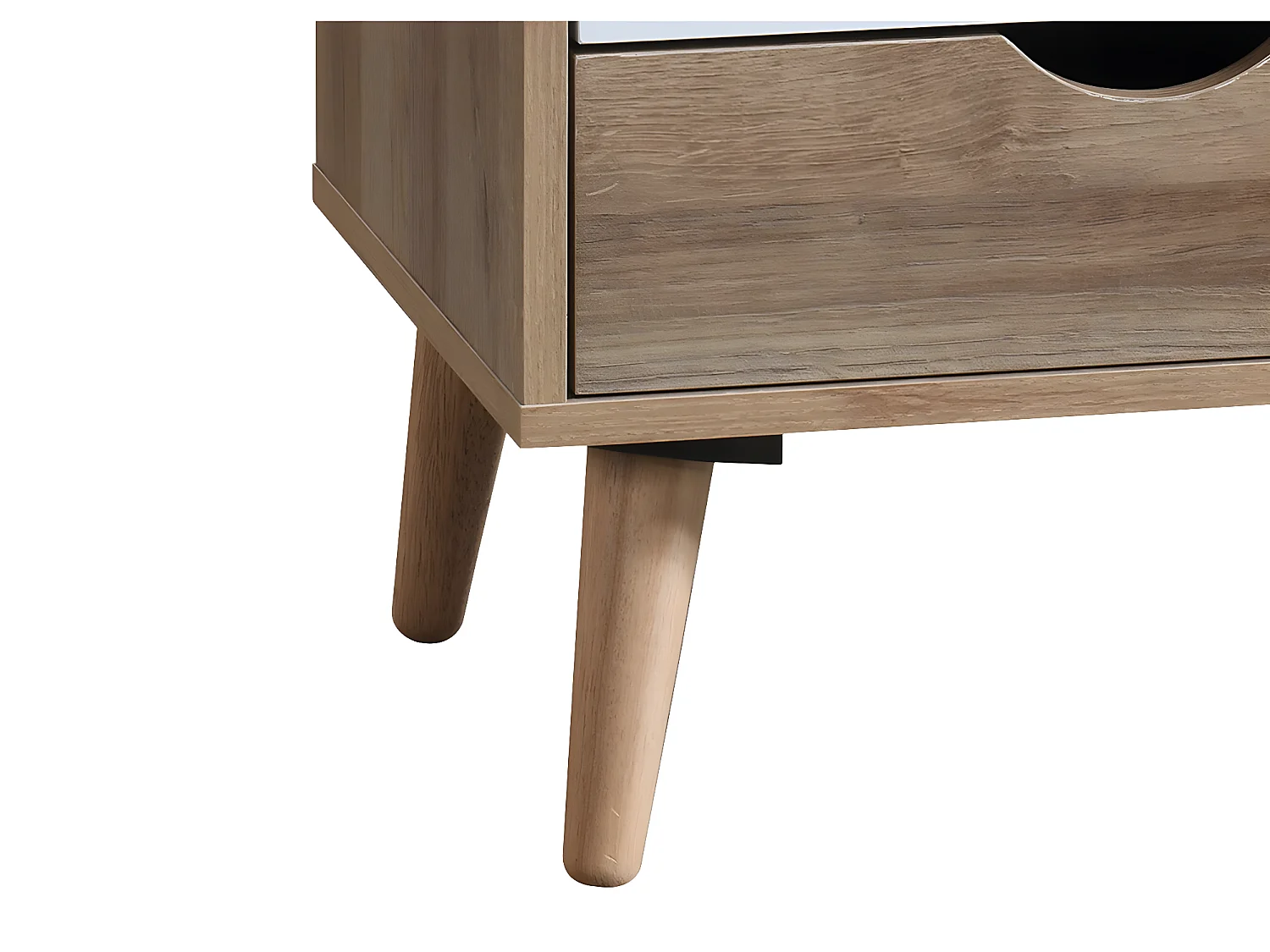 Table de chevet avec 3 tiroirs - Coloris : Naturel, blanc et bleu - LURVIA