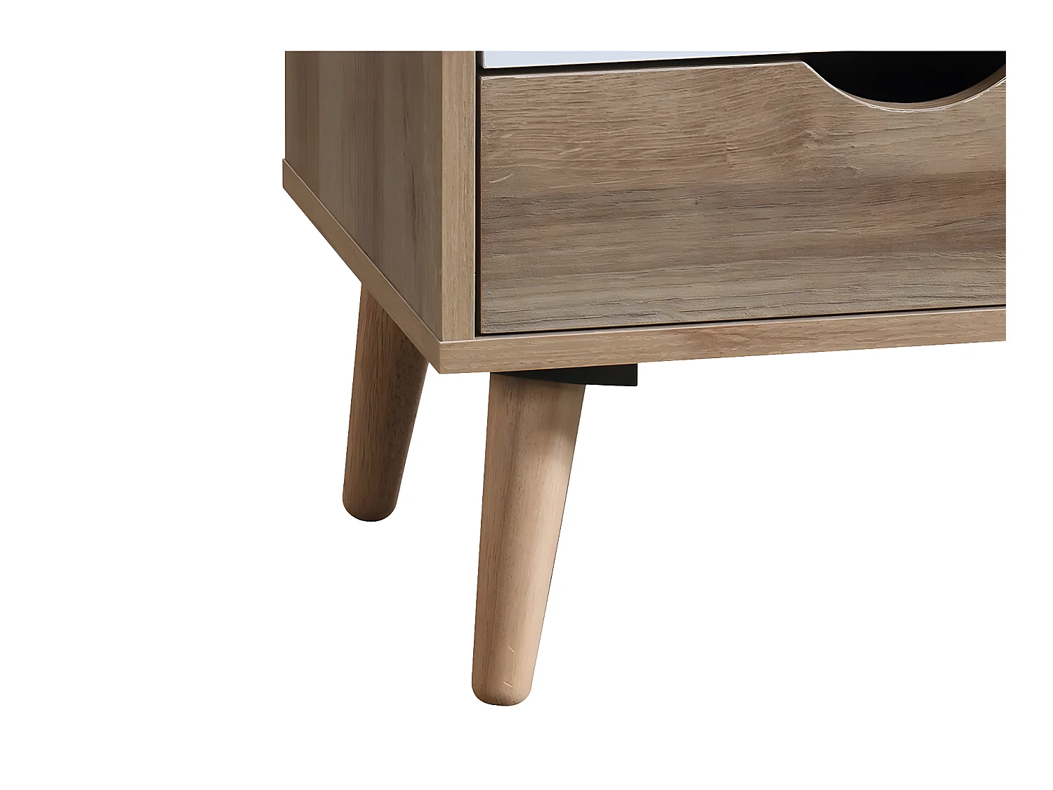 Nachtkastje met 3 lades - Kleur: naturel, wit en marineblauw - LURVIA