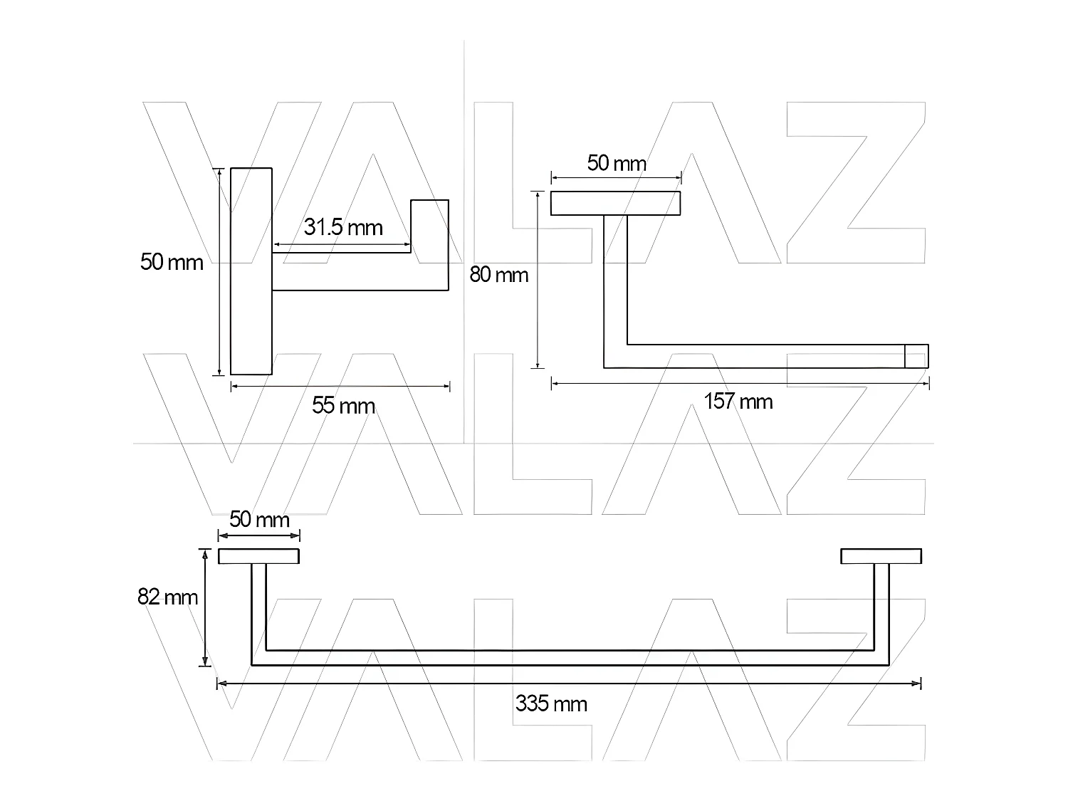 Pack accessoires salle de bain LUANDA noir mat