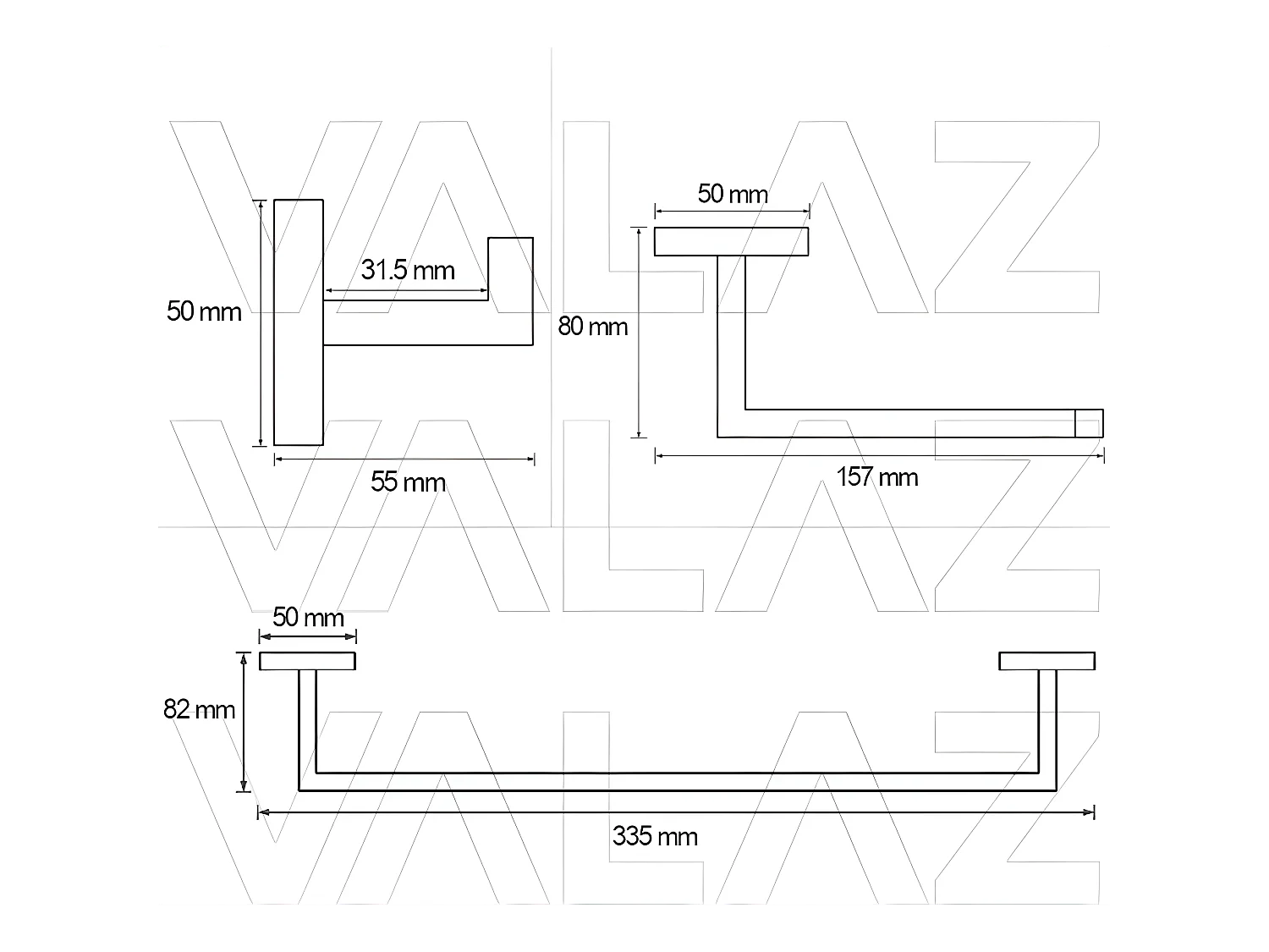 Pack accessoires salle de bain LUANDA noir mat