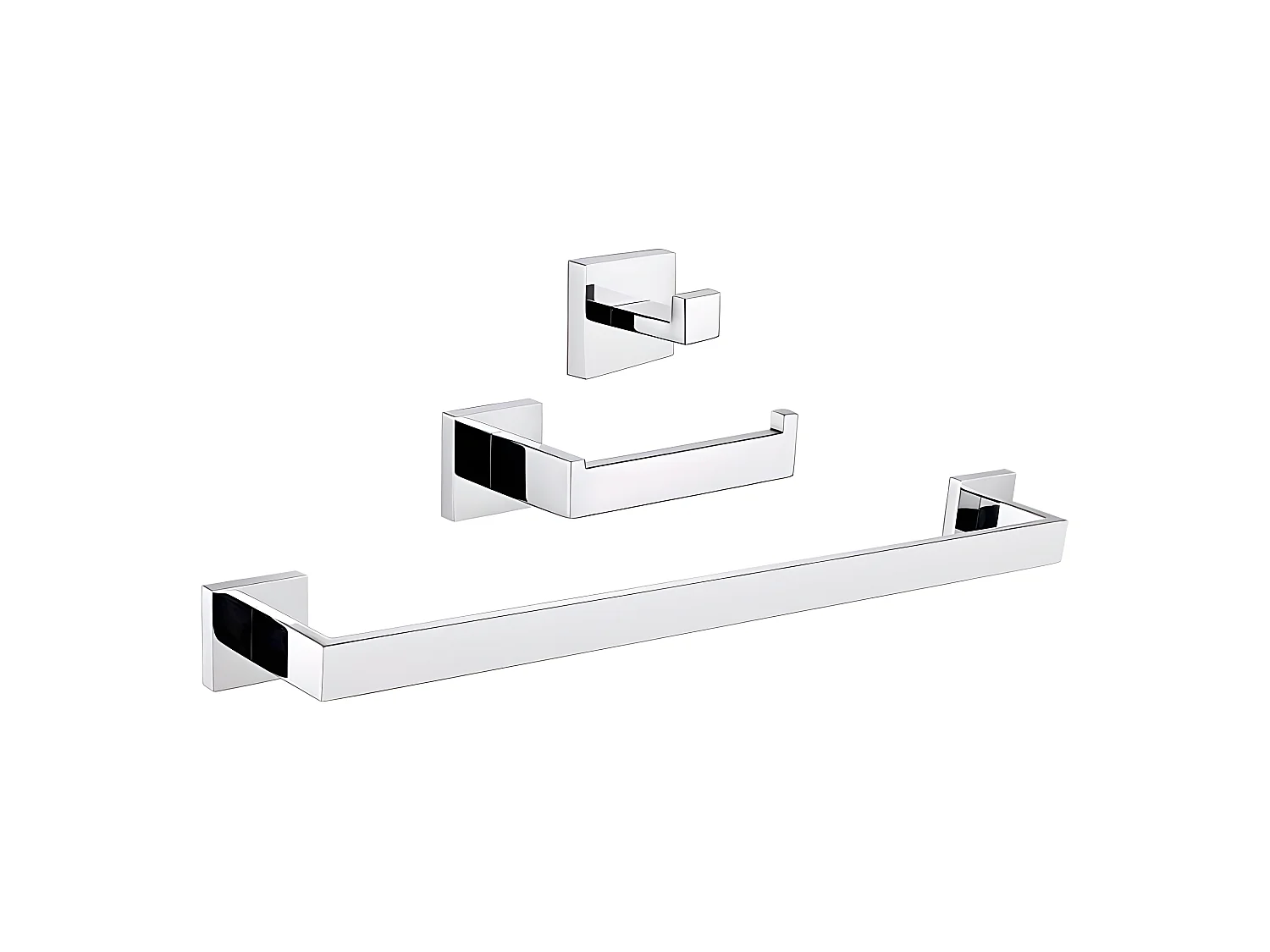 Conjunto accesorios de baño LUANDA cromado  Toallero + portarrollos + 1 percha