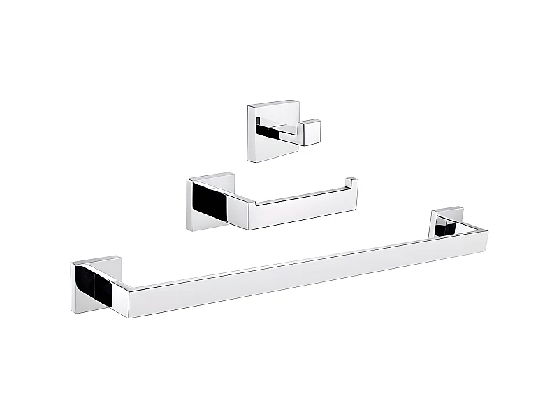 Conjunto accesorios de baño LUANDA cromado  Toallero + portarrollos + 1 percha