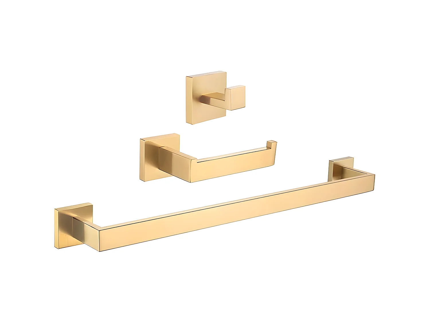 Conjunto accesorios de baño LUANDA dorado cepillado  Toallero + portarrollos + 1 percha