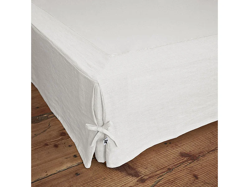 MARGAUX - Cache-Sommier 140x190cm Lin Lavé Coloris Craie