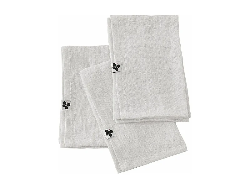 MARGAUX - Lot de 3 Serviettes 40x40cm Lin Lavé Coloris Craie