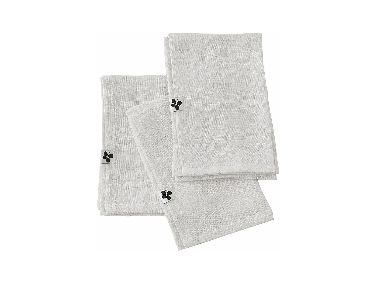 MARGAUX - Lot de 3 Serviettes 40x40cm Lin Lavé Coloris Craie
