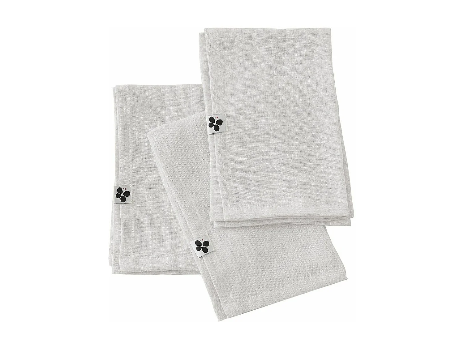 MARGAUX - Lot de 3 Serviettes 40x40cm Lin Lavé Coloris Craie