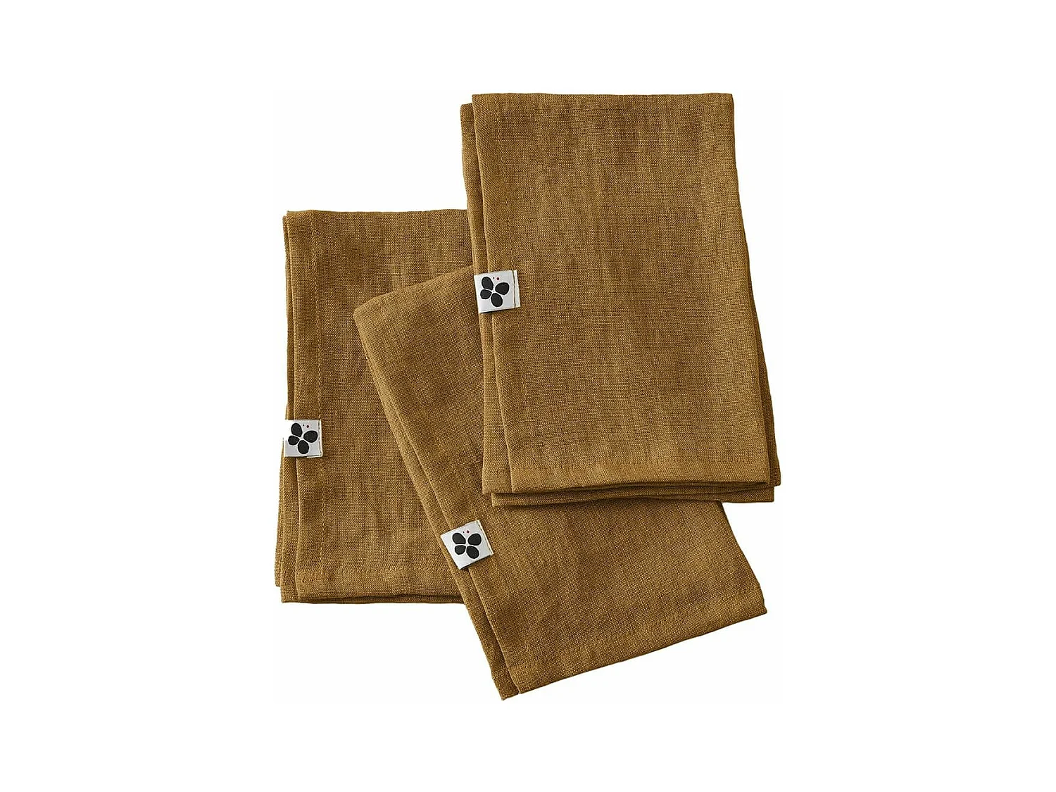 MARGAUX - Lot de 3 Serviettes 40x40cm Lin Lavé Coloris Caramel