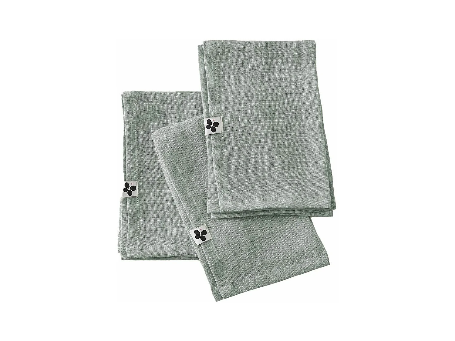 MARGAUX - Lot de 3 Serviettes 40x40cm Lin Lavé Coloris Eucalyptus