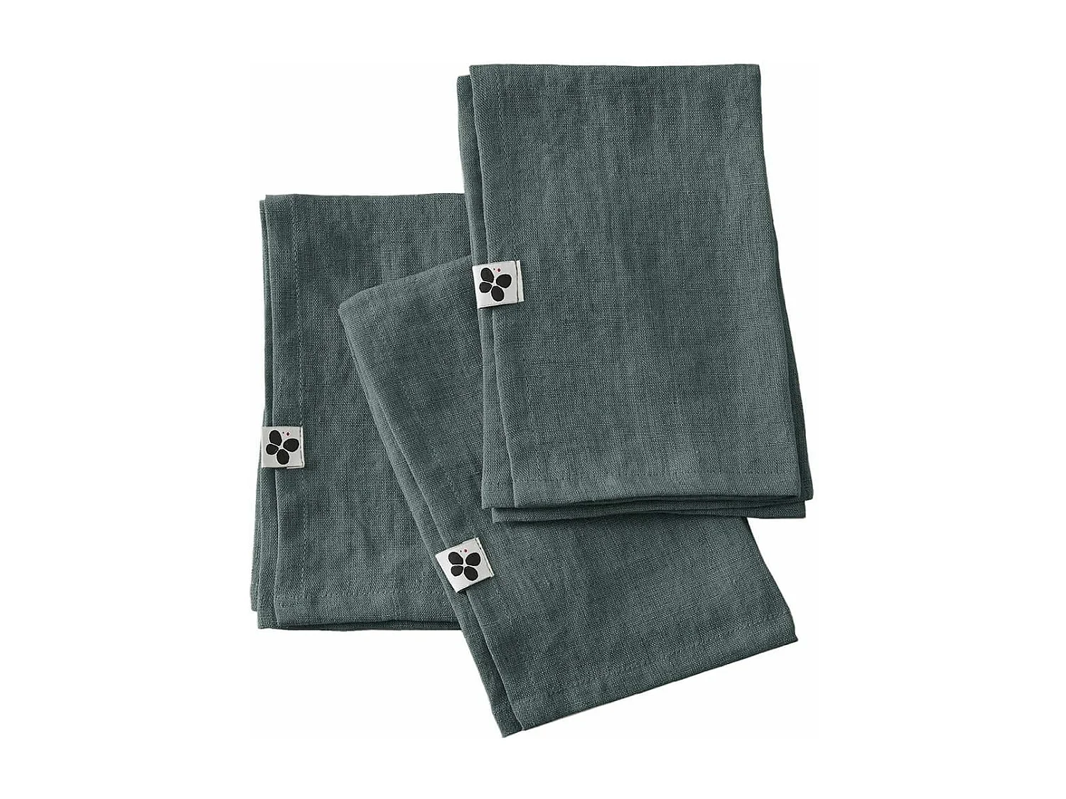 MARGAUX - Lot de 3 Serviettes 40x40cm Lin Lavé Coloris Ardoise