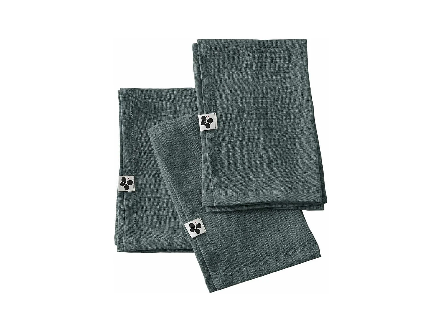 MARGAUX - Lot de 3 Serviettes 40x40cm Lin Lavé Coloris Ardoise