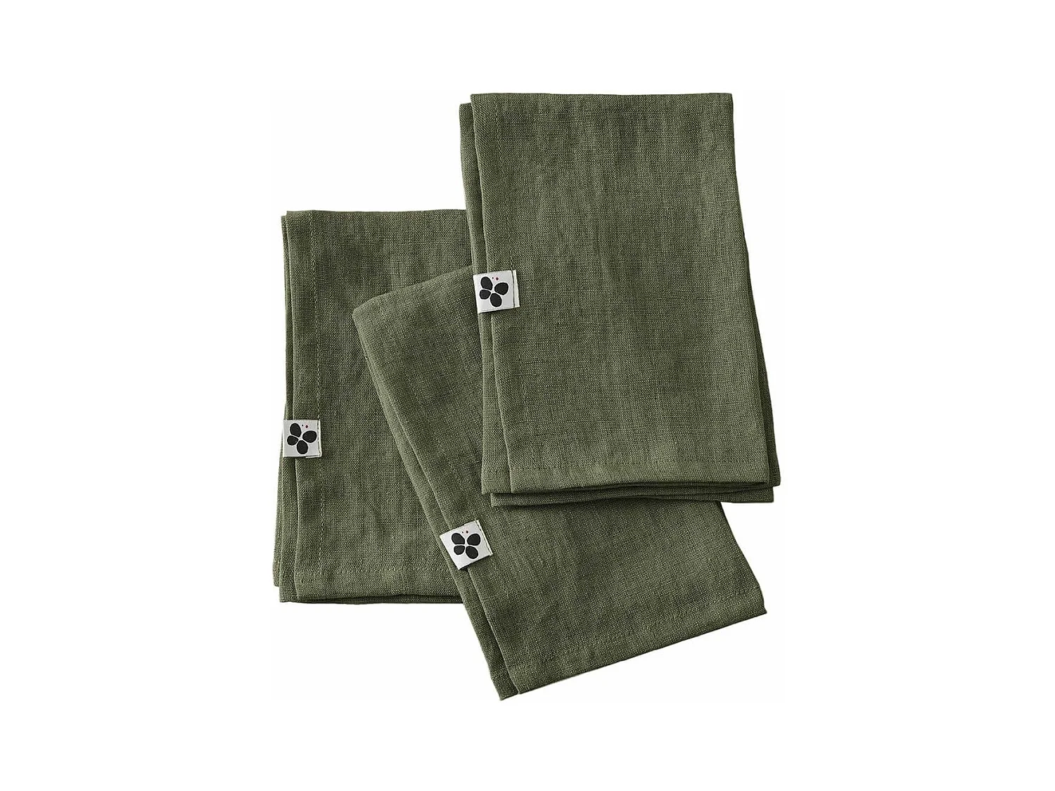MARGAUX - Lot de 3 Serviettes 40x40cm Lin Lavé Coloris Thym