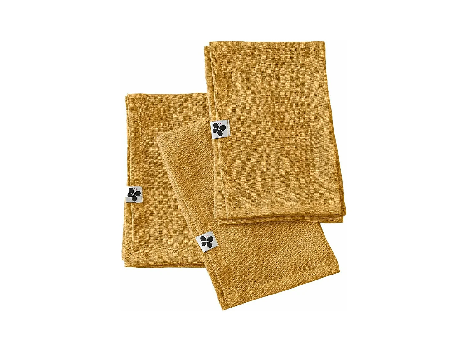 MARGAUX - Lot de 3 Serviettes 40x40cm Lin Lavé Coloris Miel