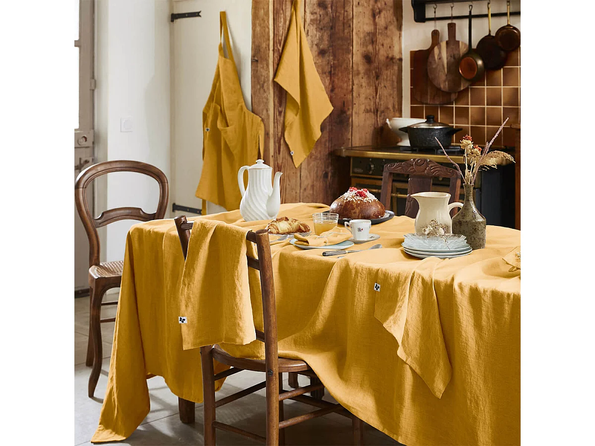 MARGAUX - Lot de 3 Serviettes 40x40cm Lin Lavé Coloris Miel