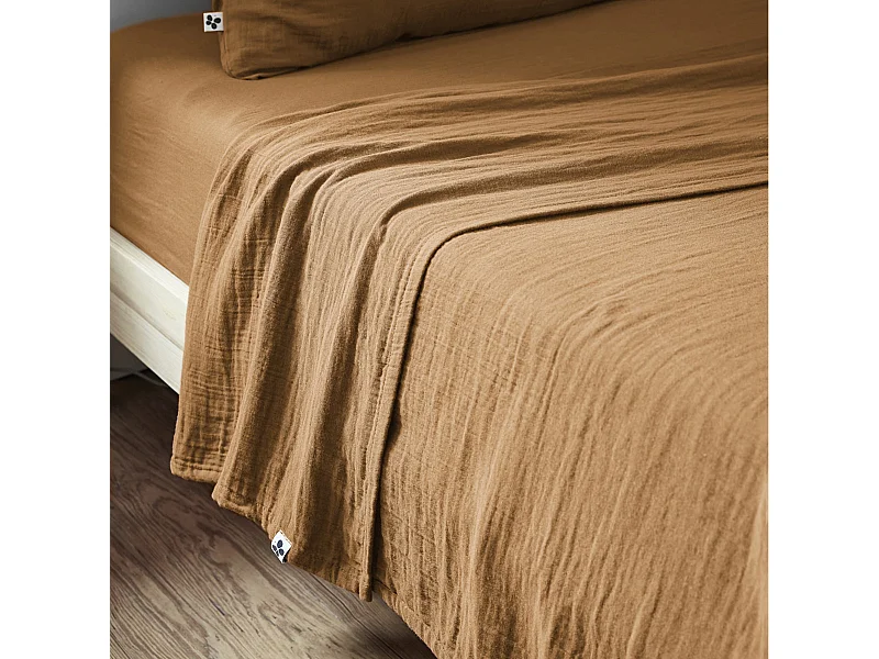 OUREA - Drap Plat 270x300cm Gaze de Coton Camel