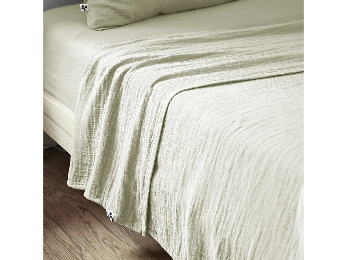 OUREA - Drap Plat 270x300cm Gaze de Coton Vert d'Eau